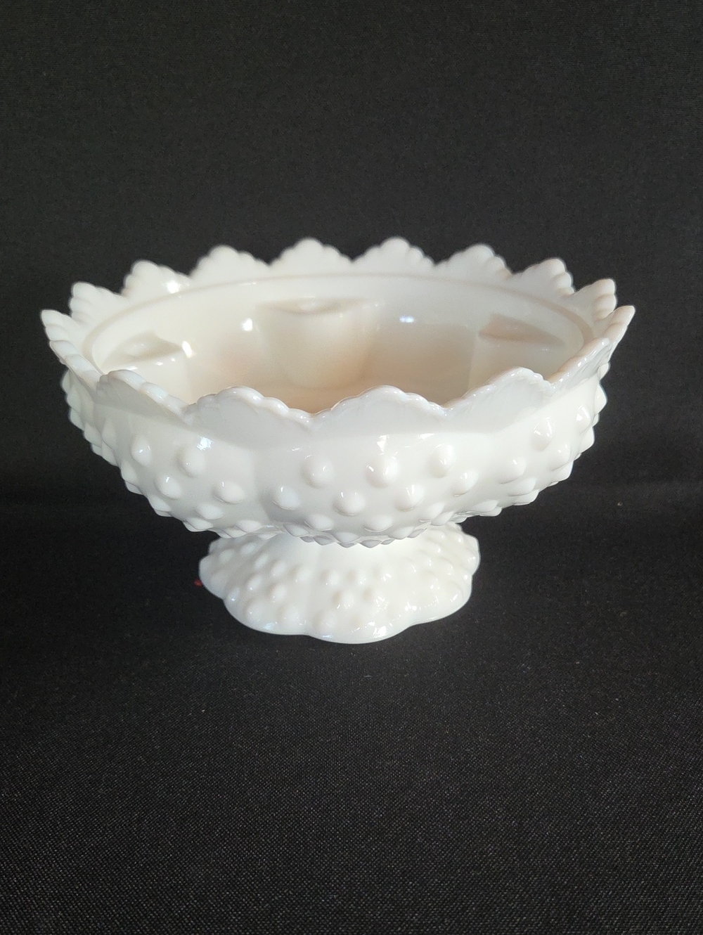 Fenton Milkglass Hobnail Candle Bowl